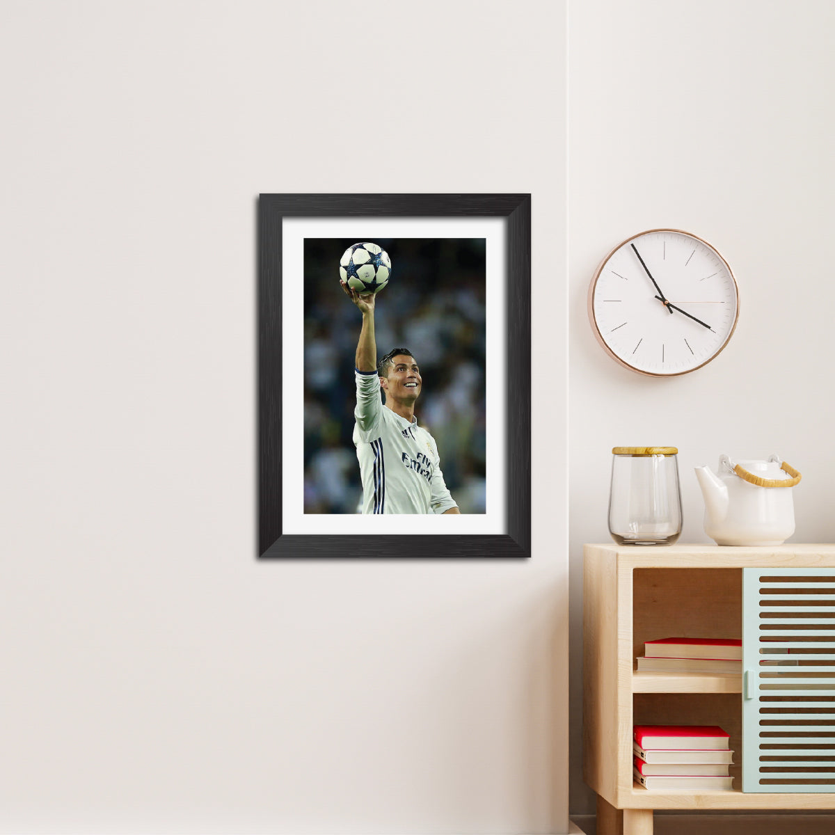 Cristiano Ronaldo Real Madrid Celebration Football Poster Framed Painting