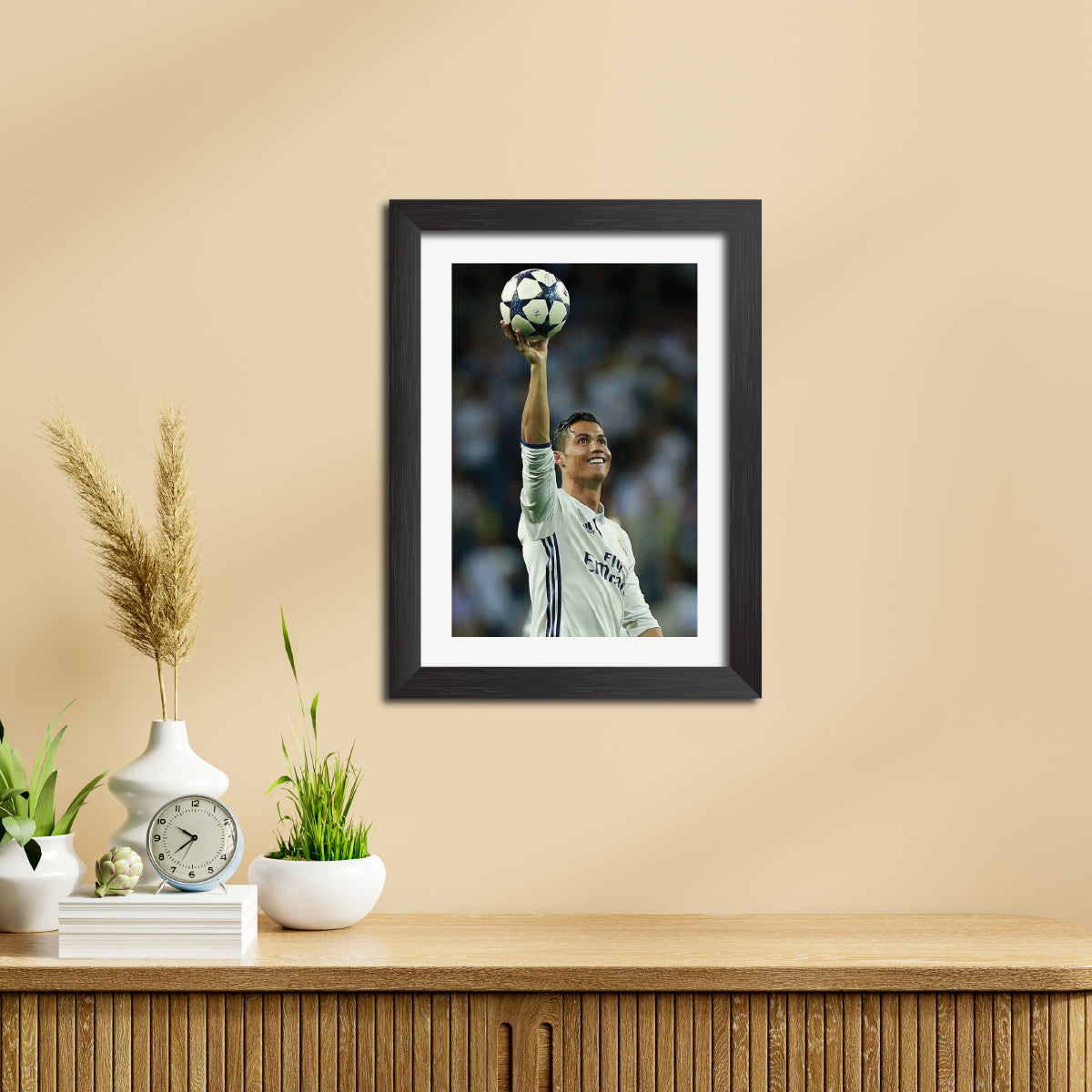 Cristiano Ronaldo Real Madrid Celebration Football Poster Framed Painting