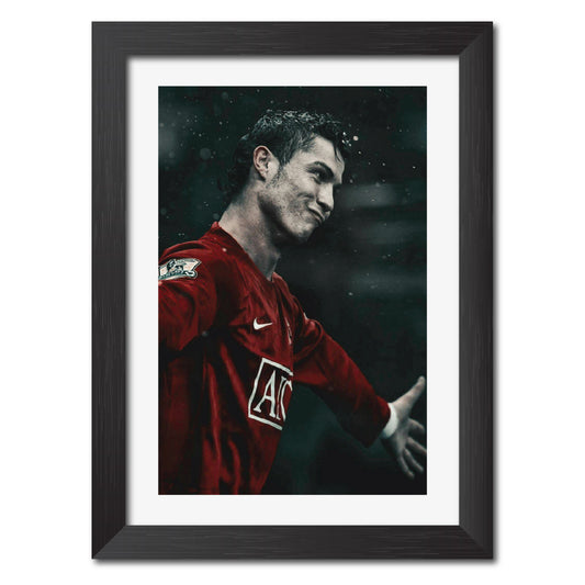 Cristiano Ronaldo Celebration Manchester United Football Club Poster Framed Painting