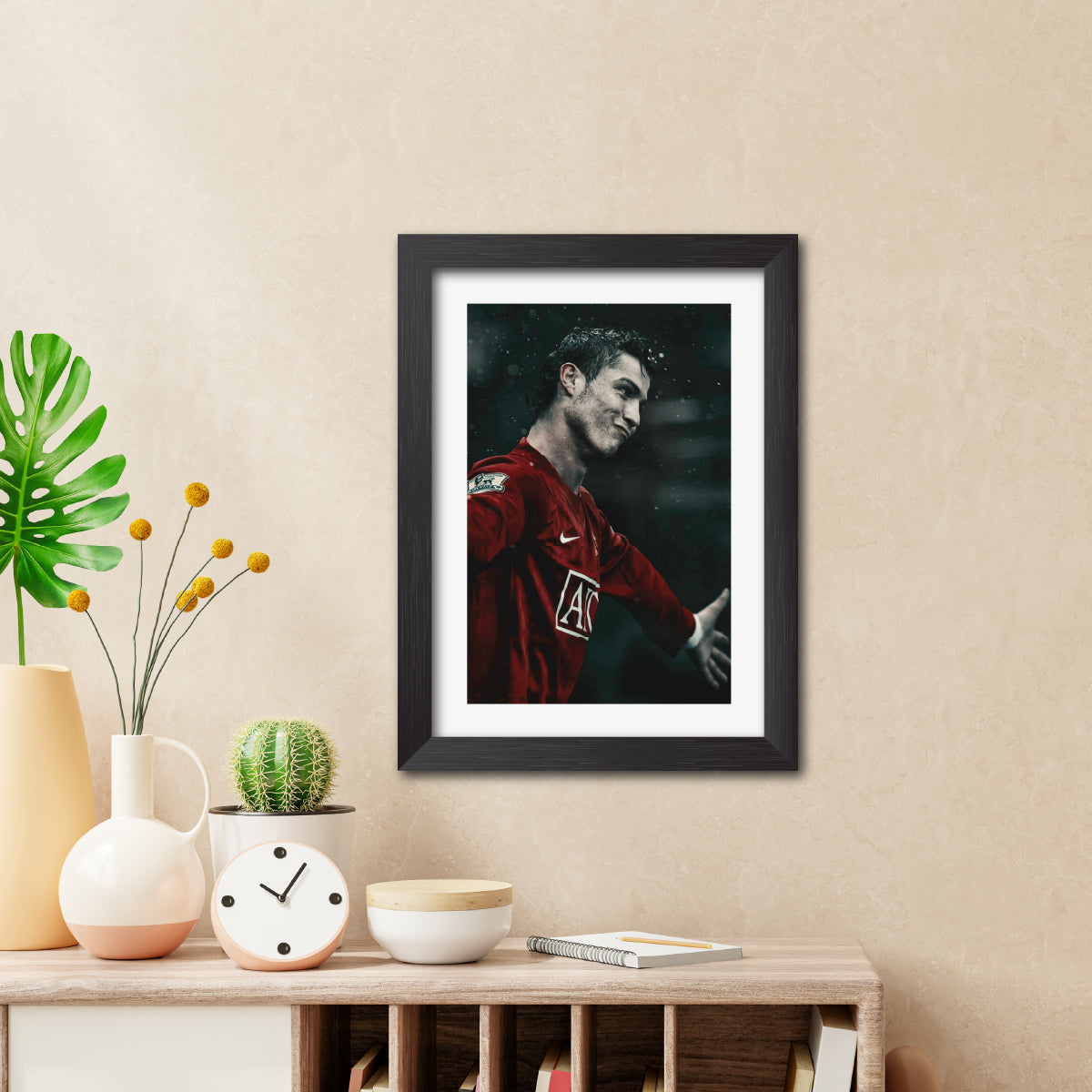 Cristiano Ronaldo Celebration Manchester United Football Club Poster Framed Painting