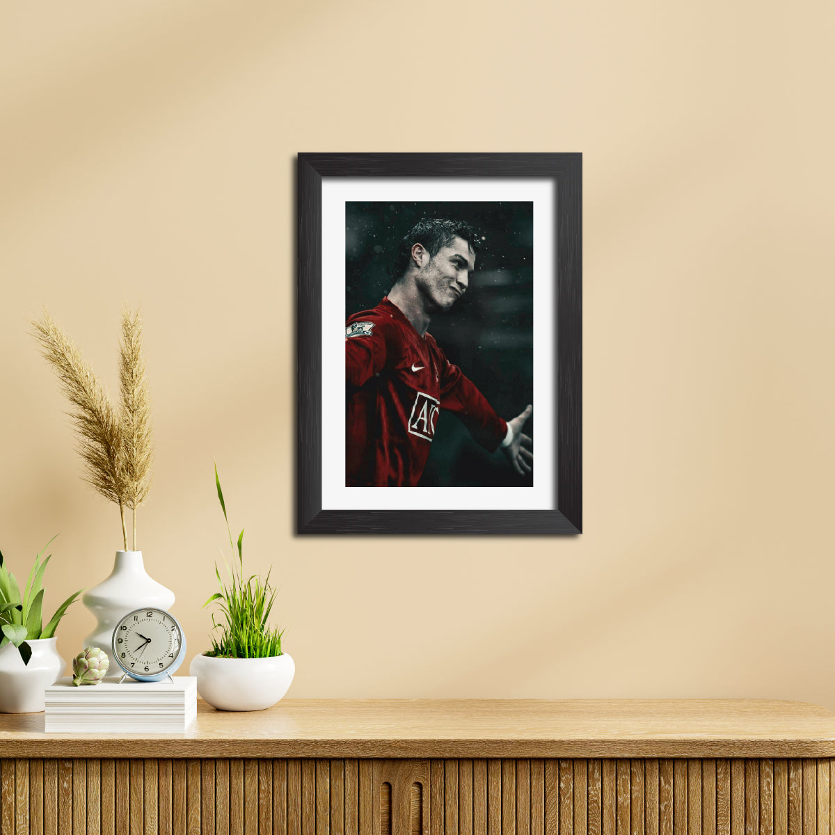 Cristiano Ronaldo Celebration Manchester United Football Club Poster Framed Painting