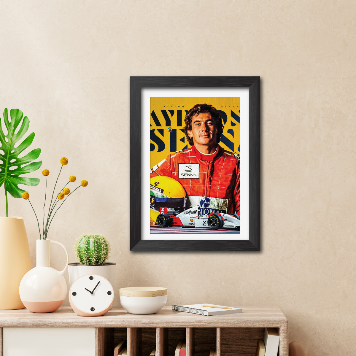 Ayrton Senna F1 Racing Poster Framed Painting