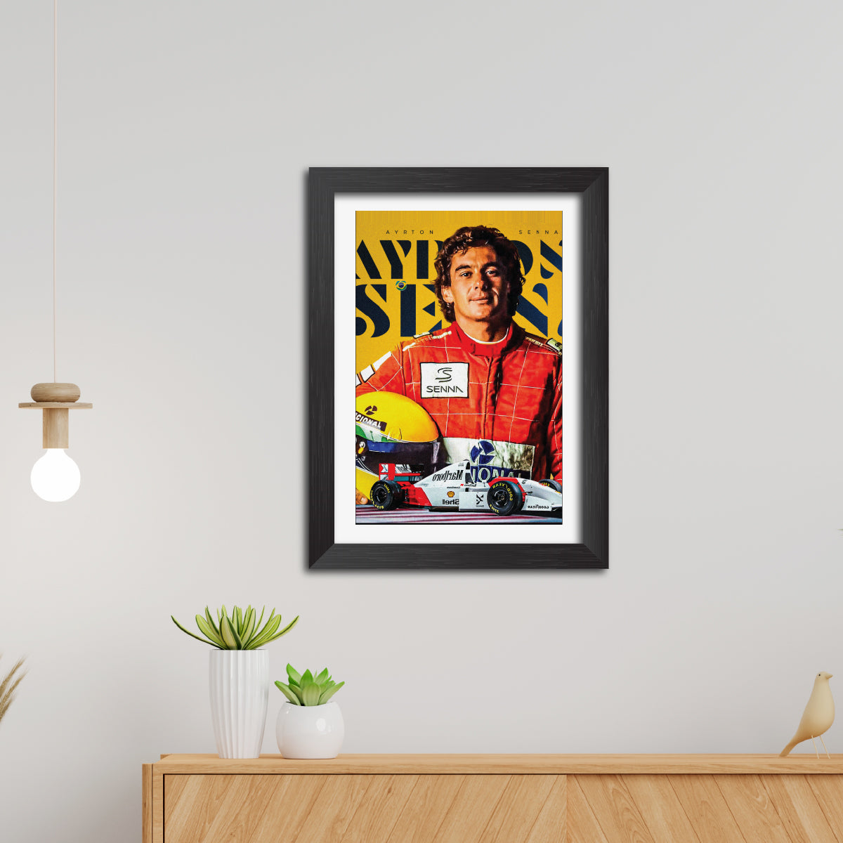 Ayrton Senna F1 Racing Poster Framed Painting