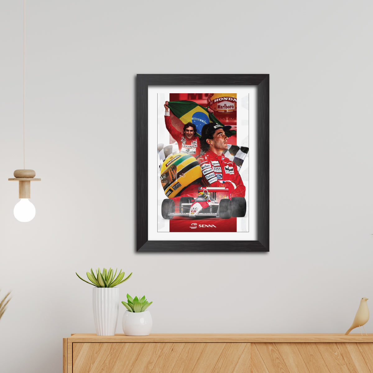 Ayrton Senna F1 Racing Poster Framed Painting