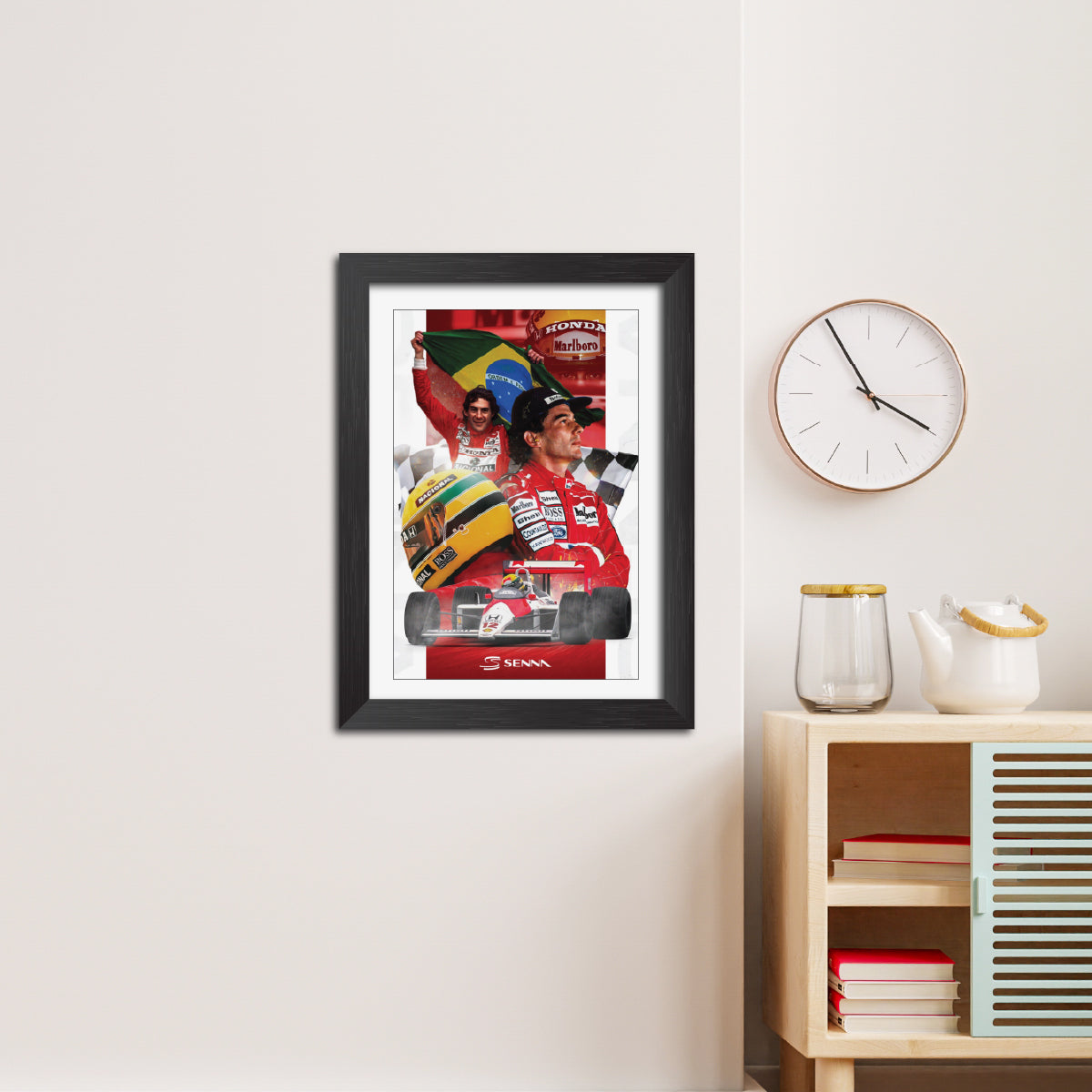 Ayrton Senna F1 Racing Poster Framed Painting