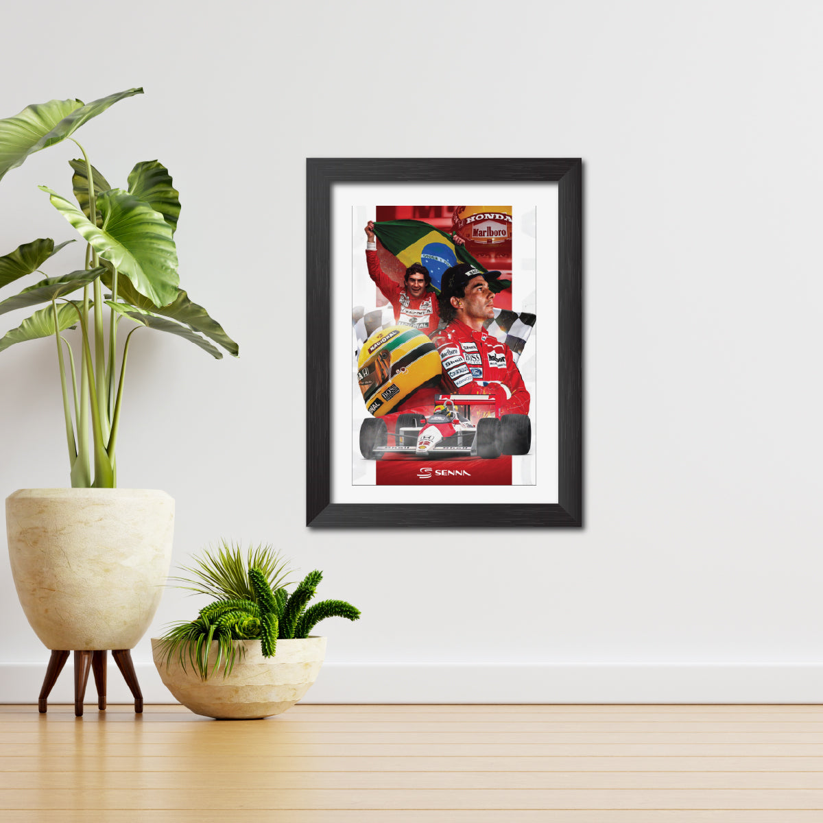 Ayrton Senna F1 Racing Poster Framed Painting
