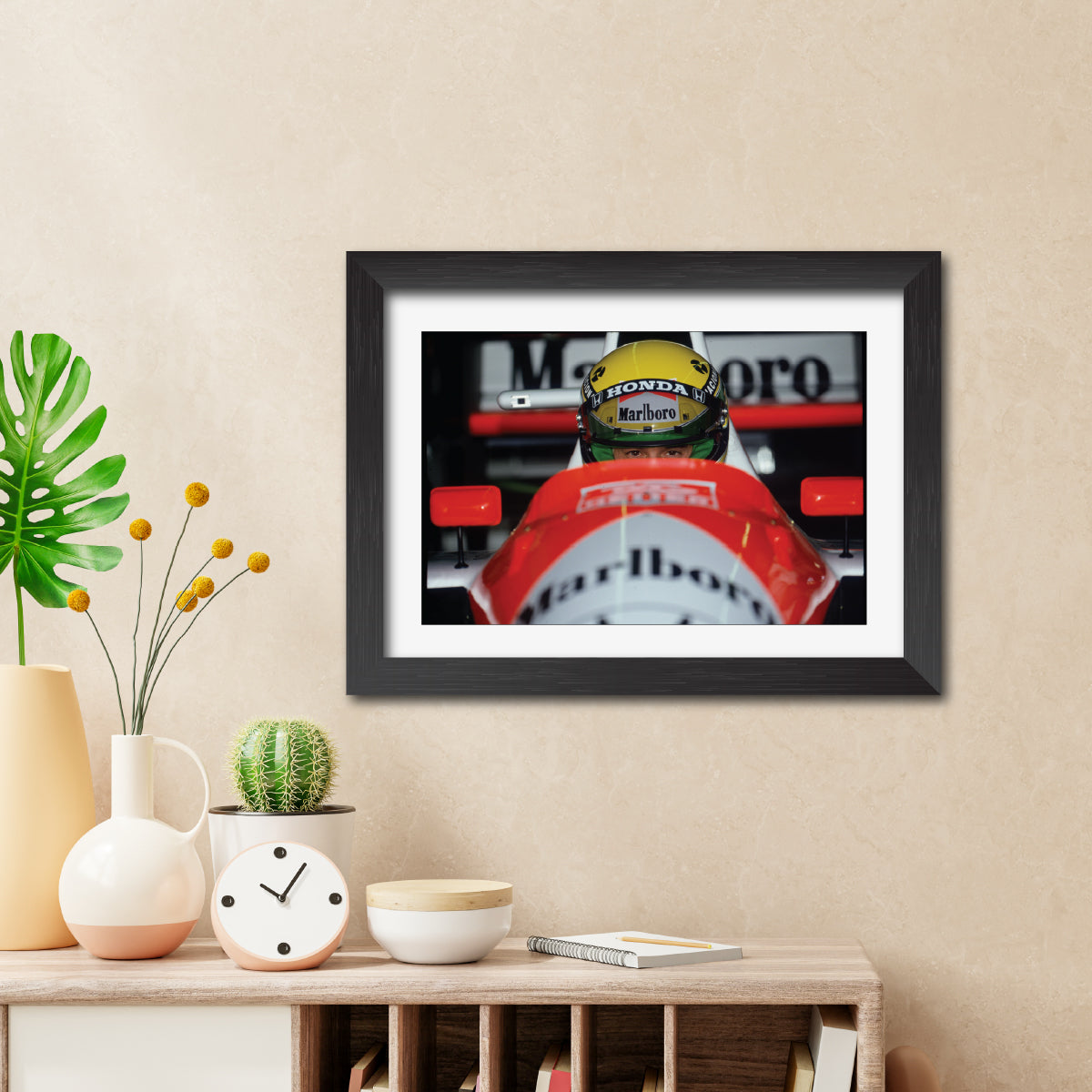 Ayrton Senna F1 Racing Poster Framed Painting