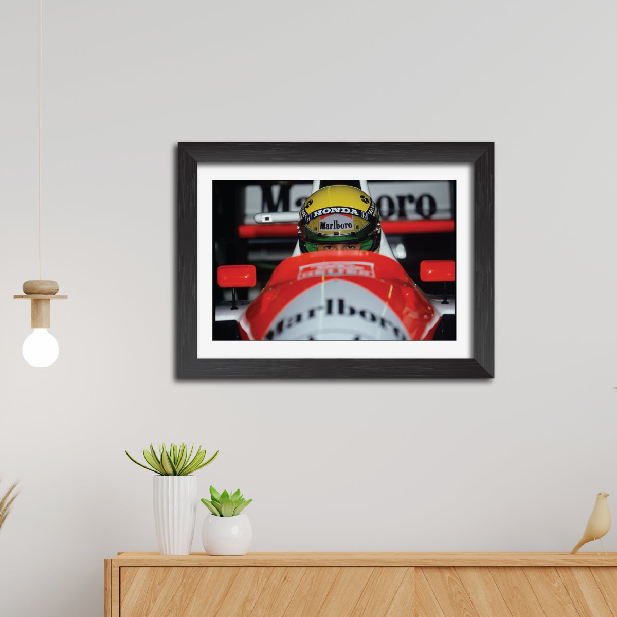 Ayrton Senna F1 Racing Poster Framed Painting