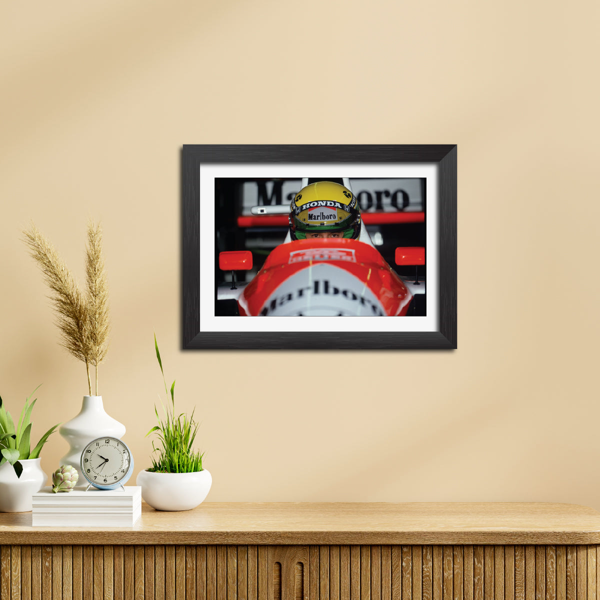 Ayrton Senna F1 Racing Poster Framed Painting