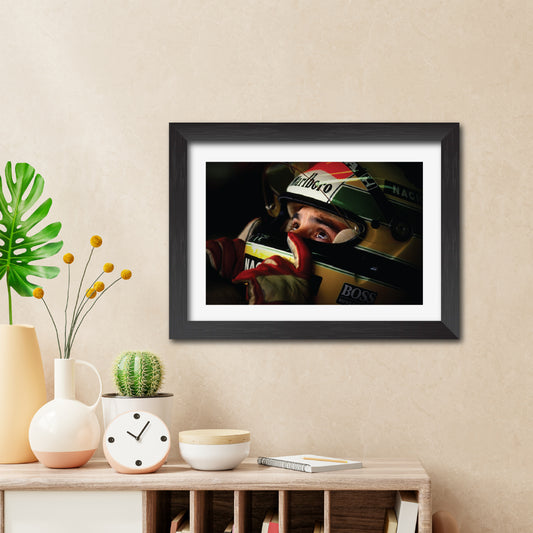 Ayrton Senna F1 Racing Poster Framed Painting