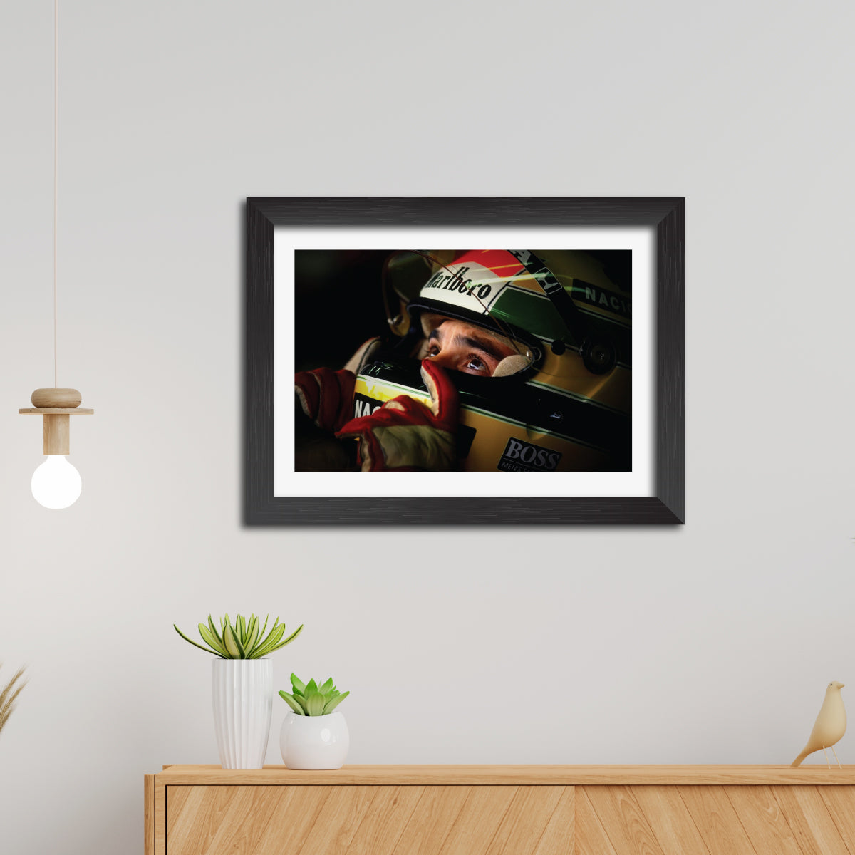 Ayrton Senna F1 Racing Poster Framed Painting