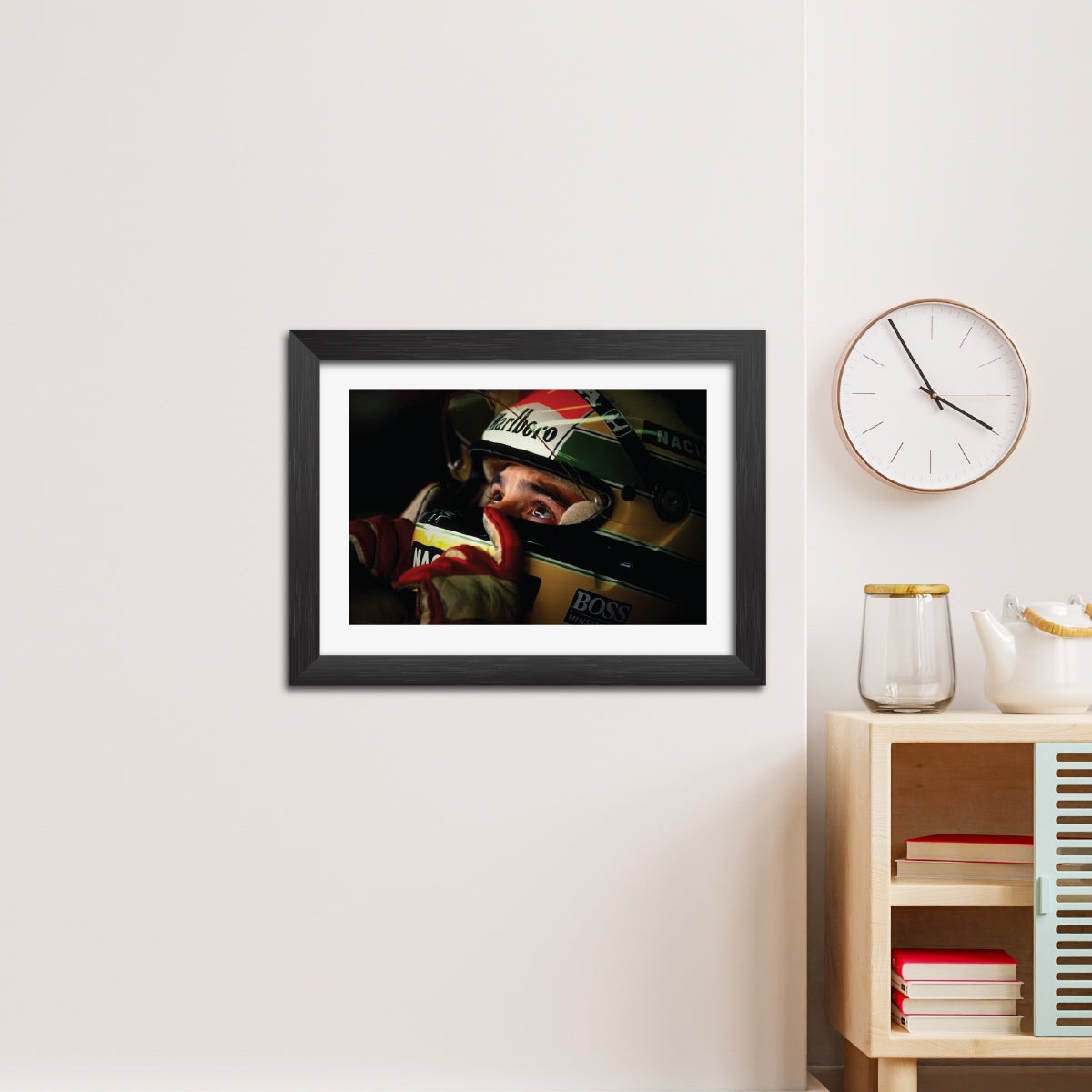Ayrton Senna F1 Racing Poster Framed Painting