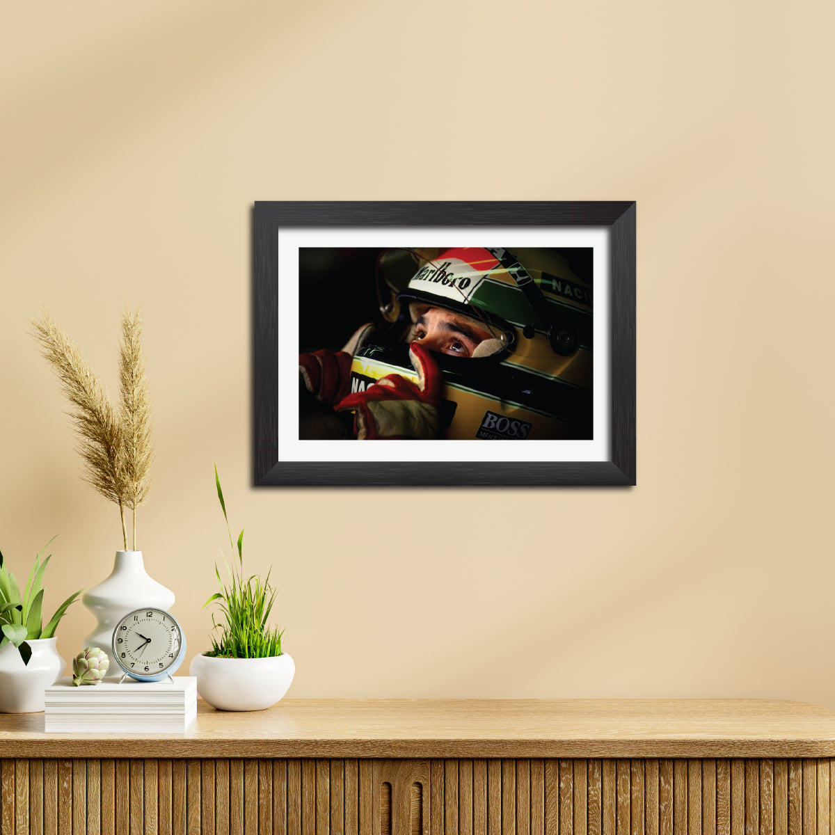 Ayrton Senna F1 Racing Poster Framed Painting