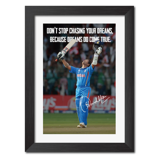 Sachin Tendulkar India Cricket Team Poster Framed Painting