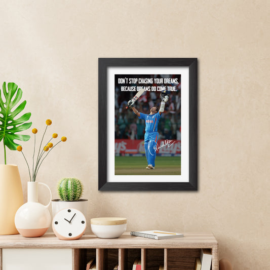 Sachin Tendulkar India Cricket Team Poster Framed Painting