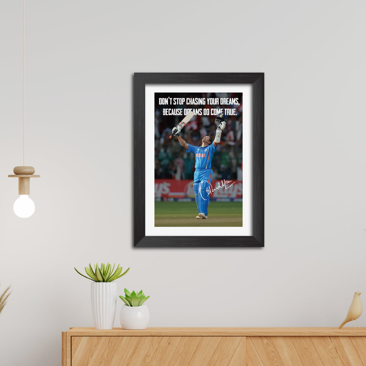 Sachin Tendulkar India Cricket Team Poster Framed Painting