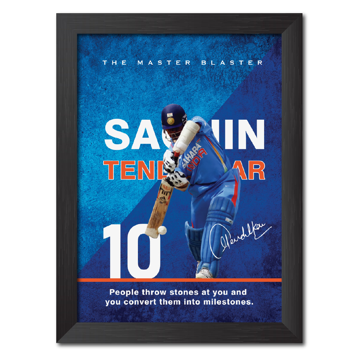 Sachin Tendulkar India Cricket Team Poster Framed Painting