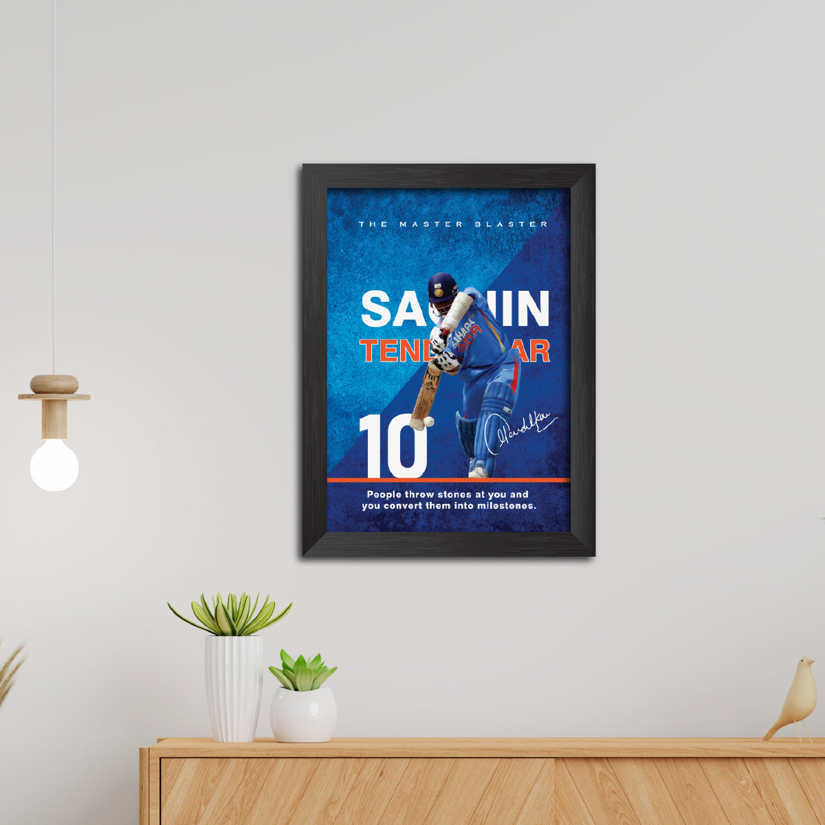 Sachin Tendulkar India Cricket Team Poster Framed Painting