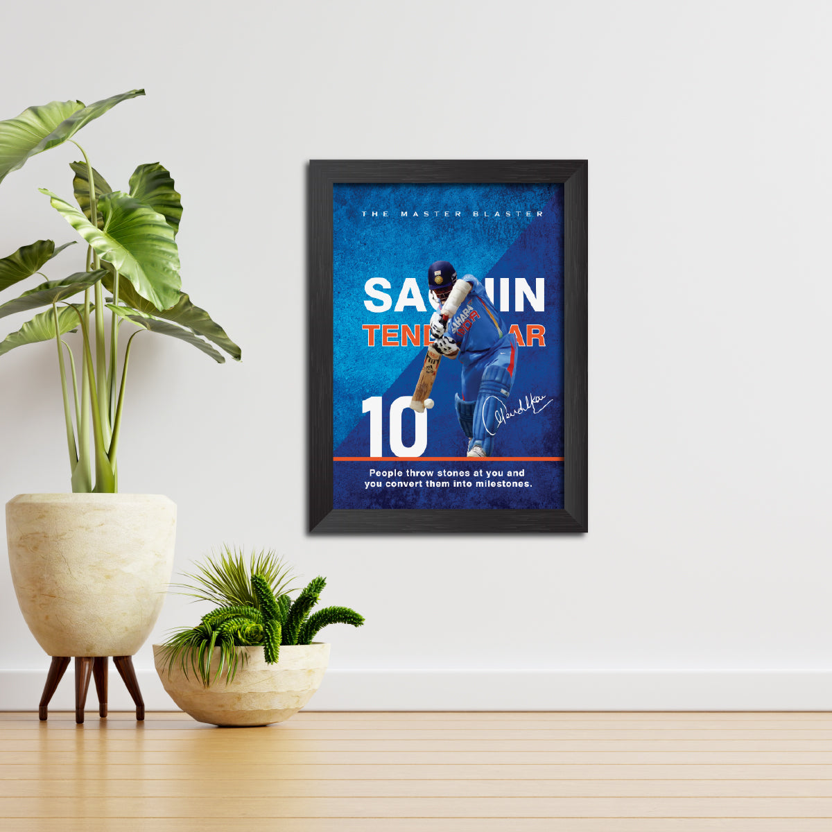 Sachin Tendulkar India Cricket Team Poster Framed Painting