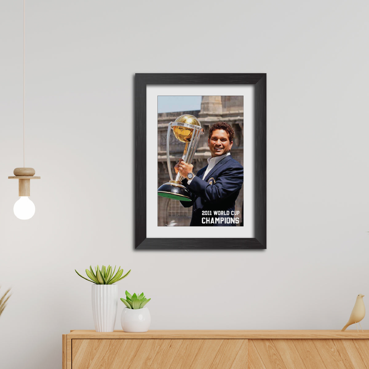 Sachin Tendulkar 2011 Worldcup Celebration Poster Framed Painting