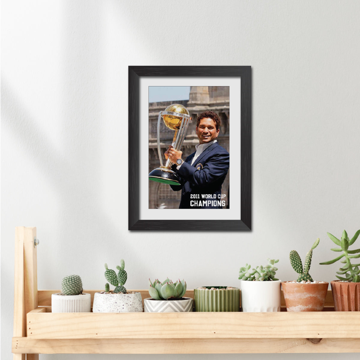 Sachin Tendulkar 2011 Worldcup Celebration Poster Framed Painting
