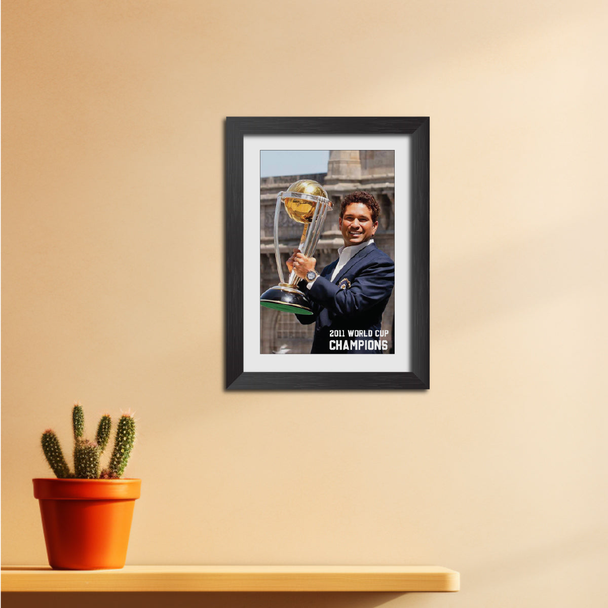 Sachin Tendulkar 2011 Worldcup Celebration Poster Framed Painting