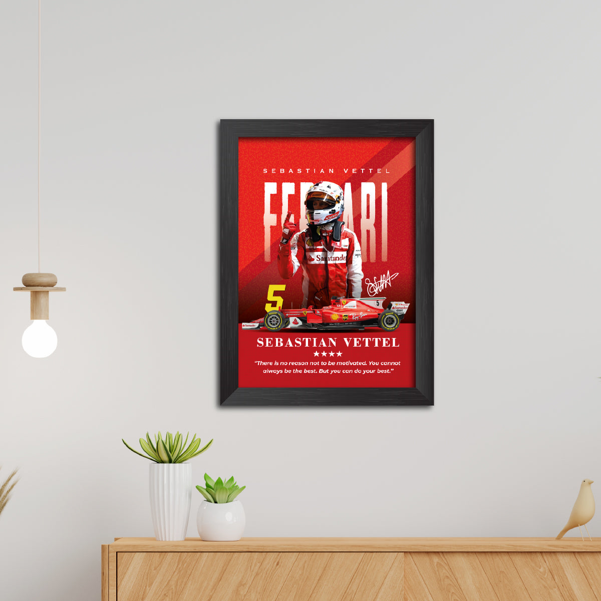 Sebastian Vettel Quotes F1 Racing Poster Framed Painting