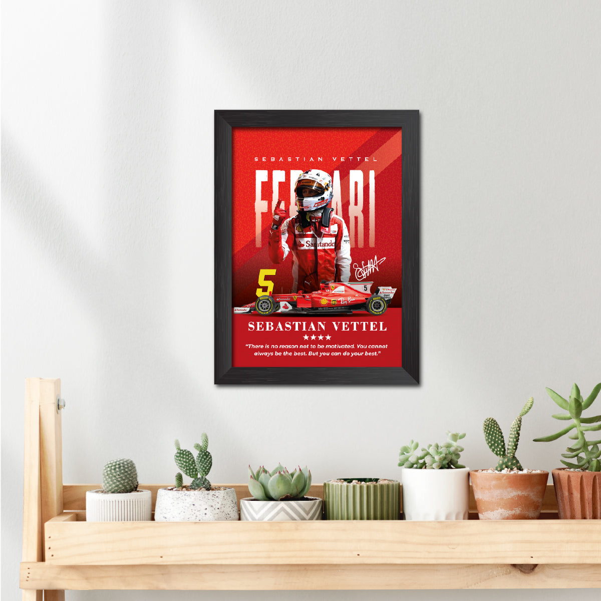 Sebastian Vettel Quotes F1 Racing Poster Framed Painting