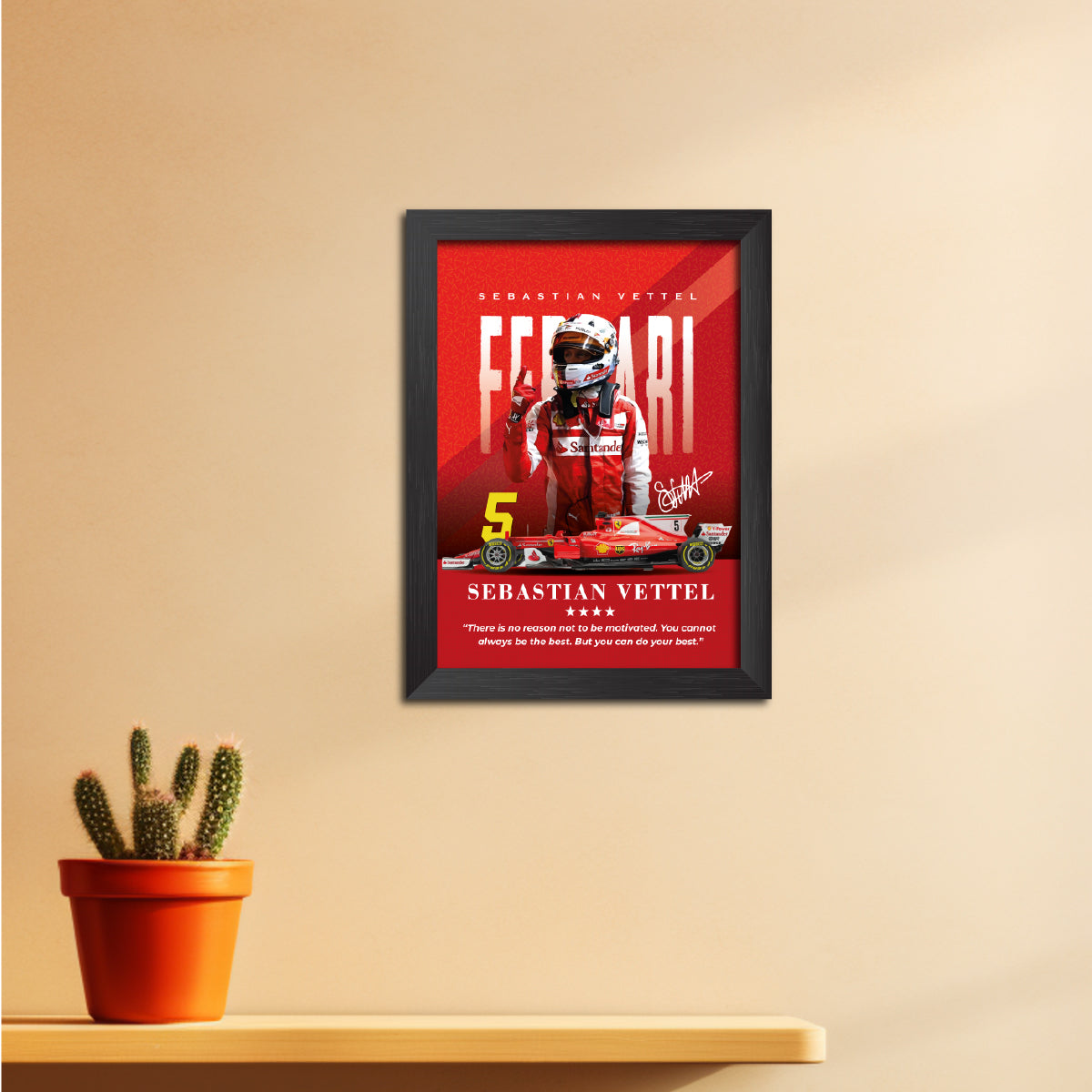 Sebastian Vettel Quotes F1 Racing Poster Framed Painting