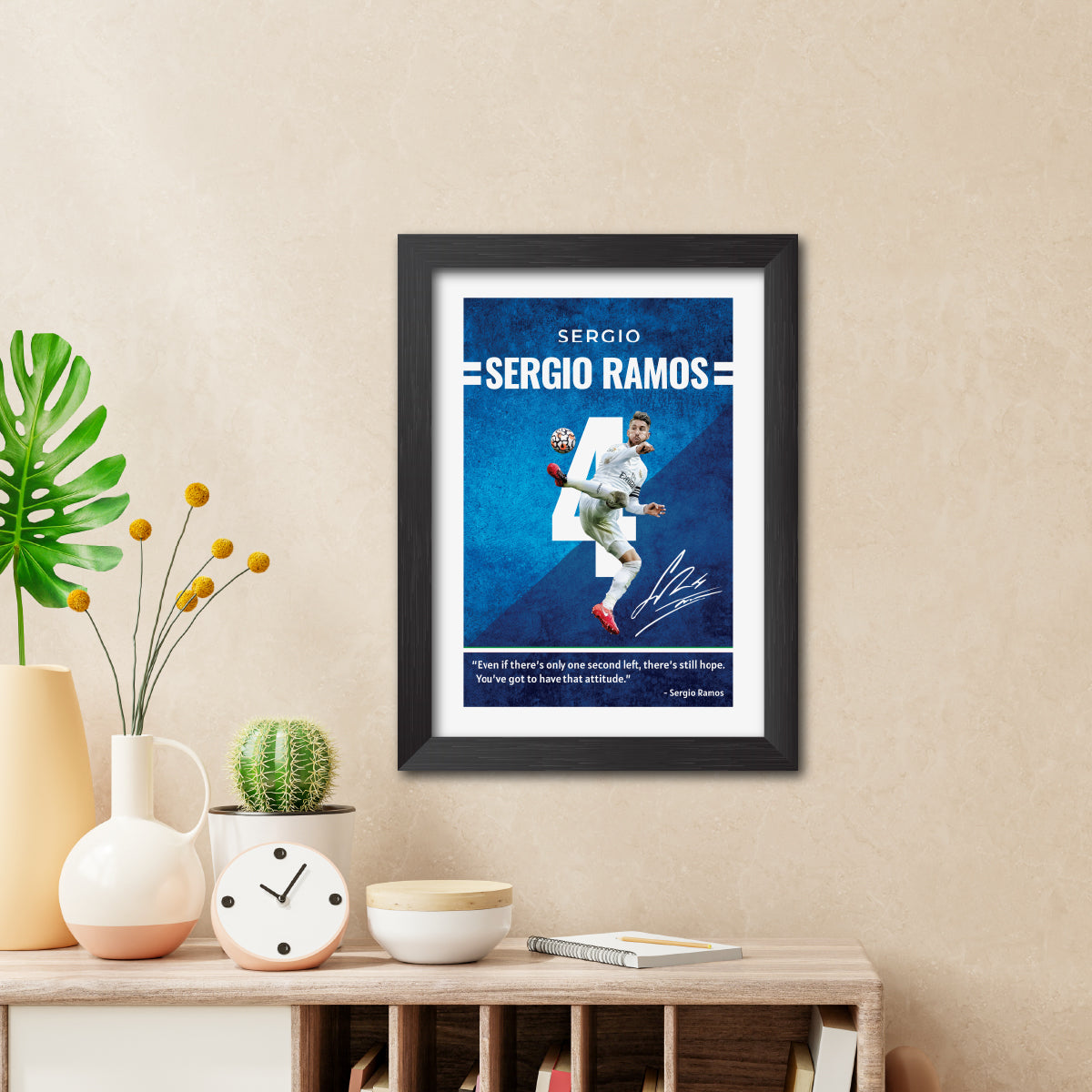 Sergio Ramos Quotes Real Madrid Football Poster Framed Painting