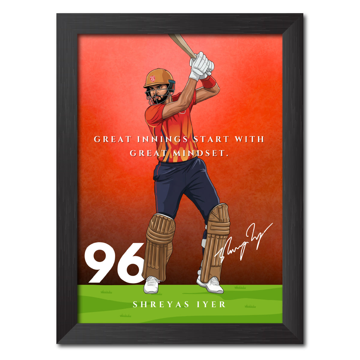 Shreyas Iyer T20 Cricket Team Poster Framed Painting