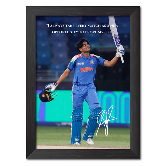 Shubhman Gill Quotes India Cricket Team Poster Framed Painting