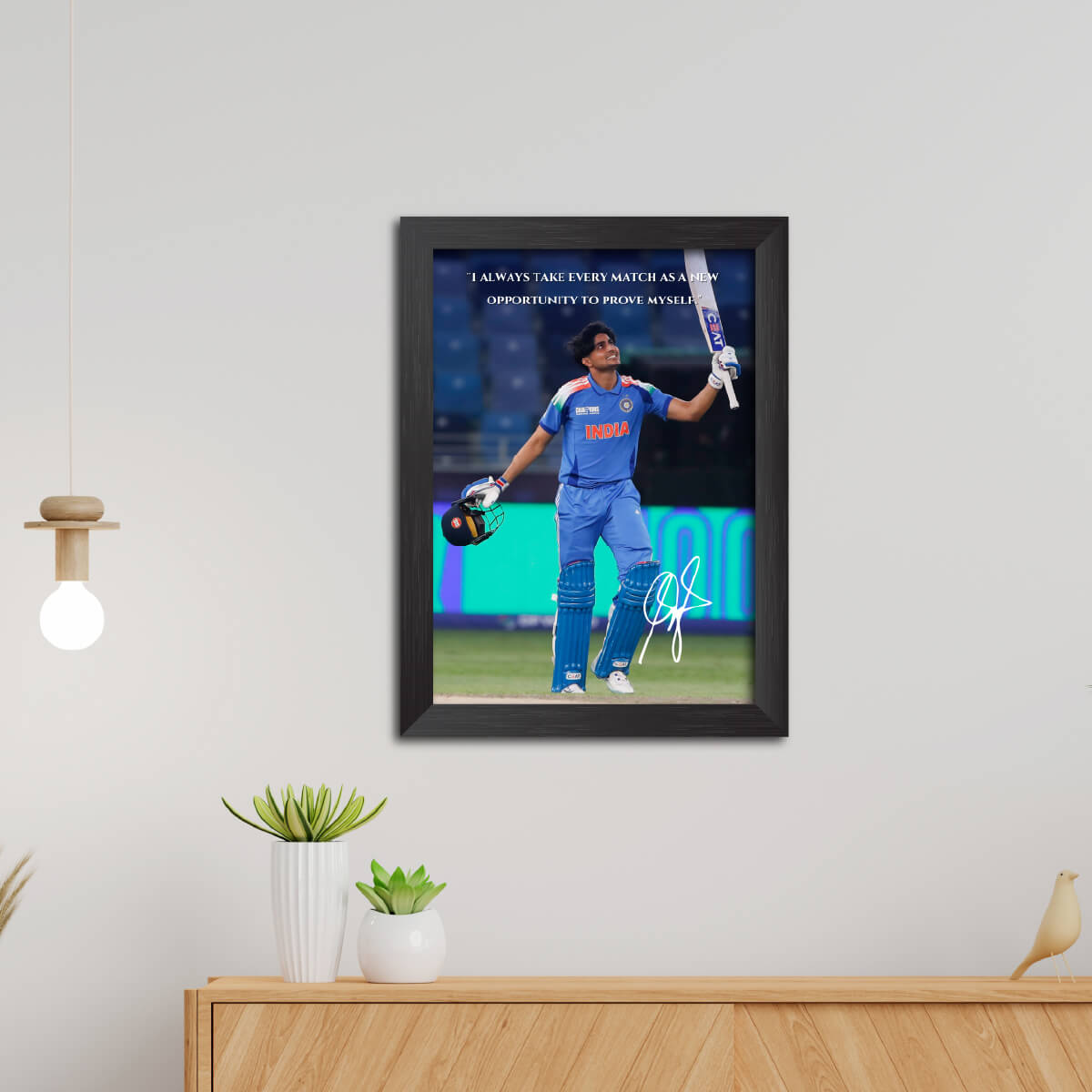 Shubhman Gill Quotes India Cricket Team Poster Framed Painting