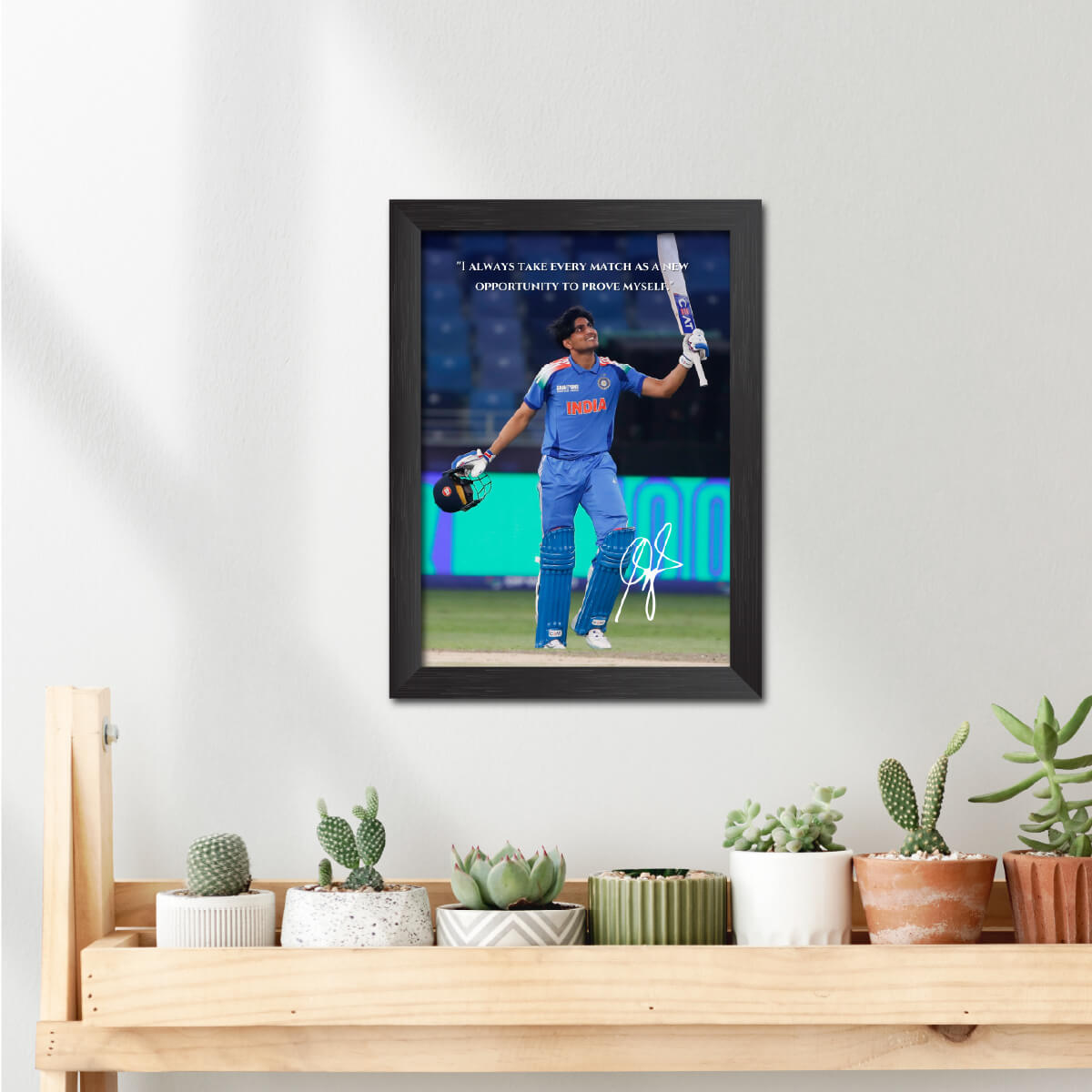 Shubhman Gill Quotes India Cricket Team Poster Framed Painting