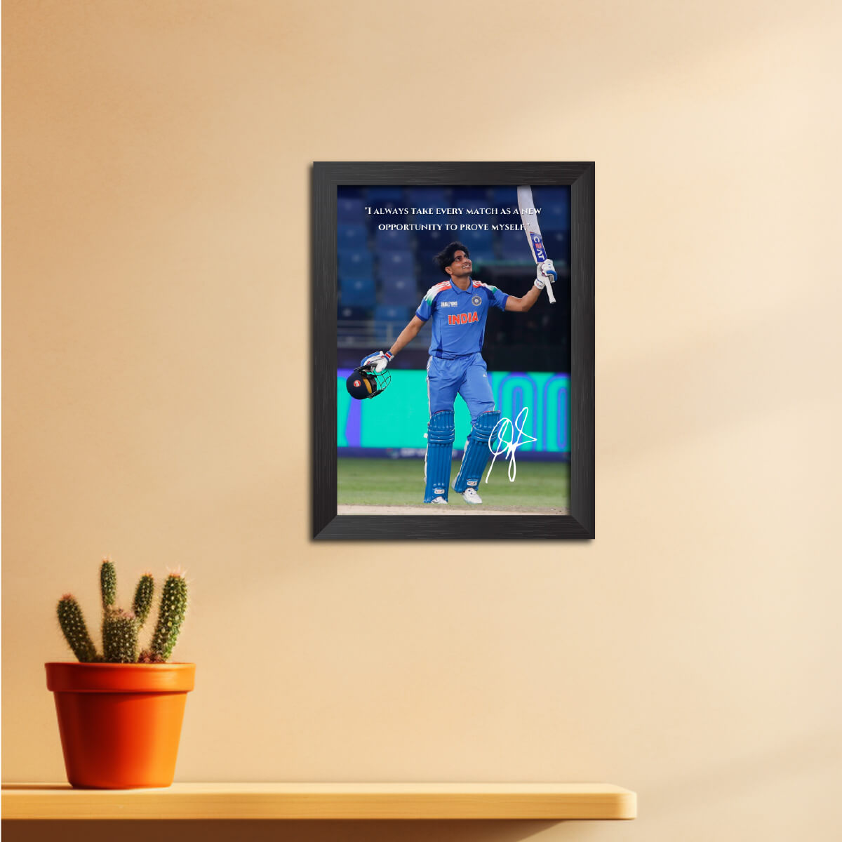 Shubhman Gill Quotes India Cricket Team Poster Framed Painting