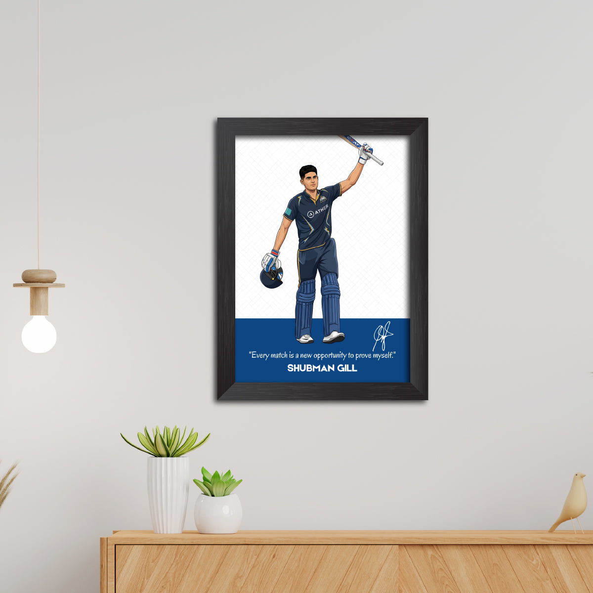Shubhman Gill Gujrat T20 Cricket Team Poster Framed Painting