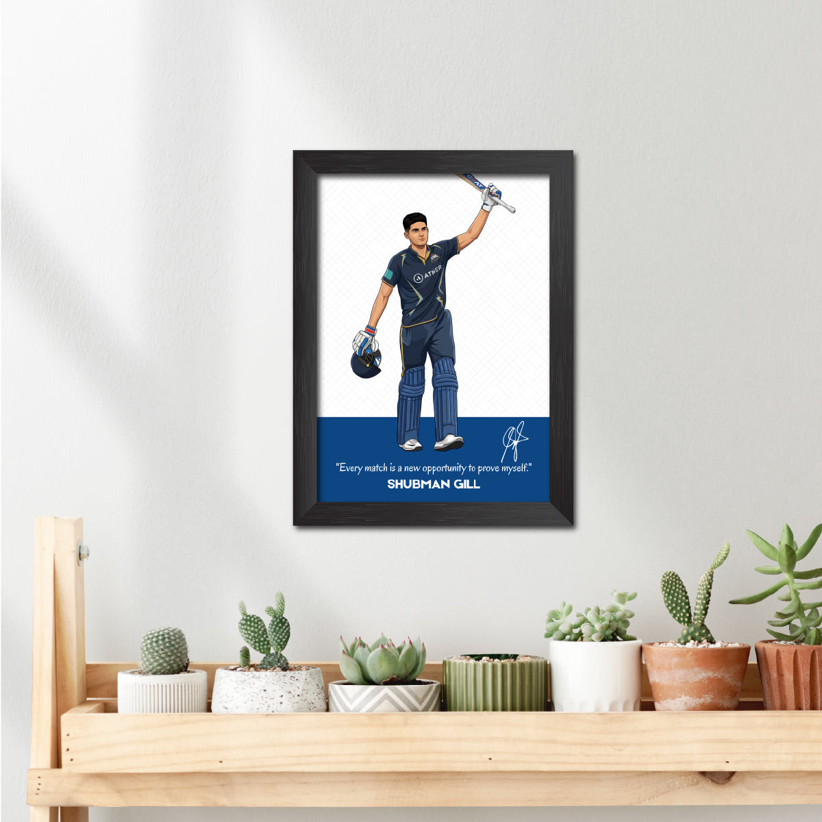 Shubhman Gill Gujrat T20 Cricket Team Poster Framed Painting