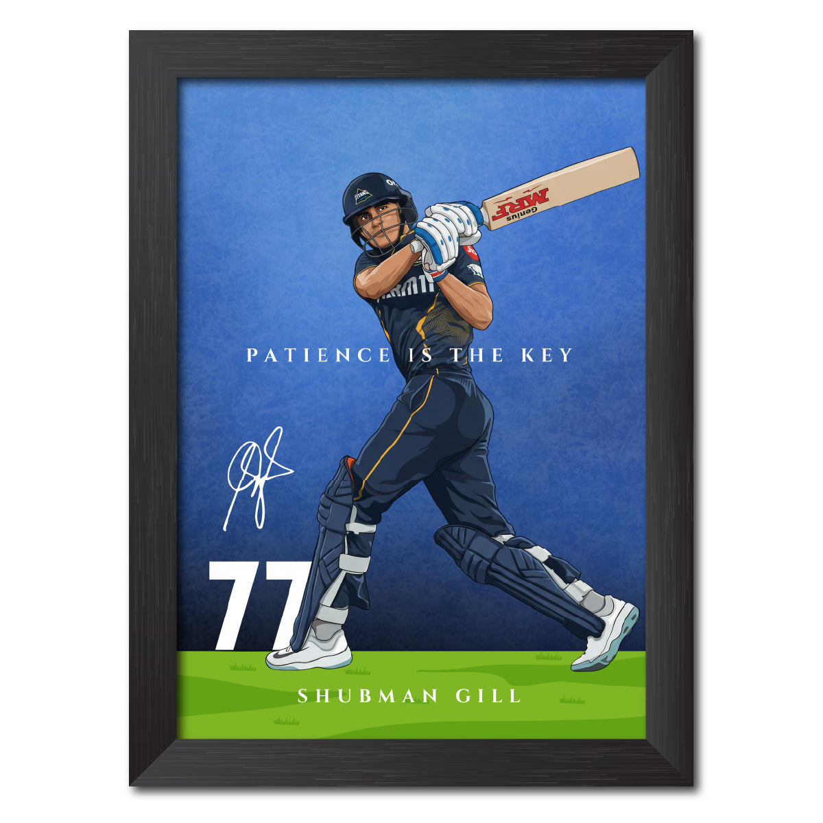Shubhman Gill Gujrat T20 Cricket Team Poster Framed Painting