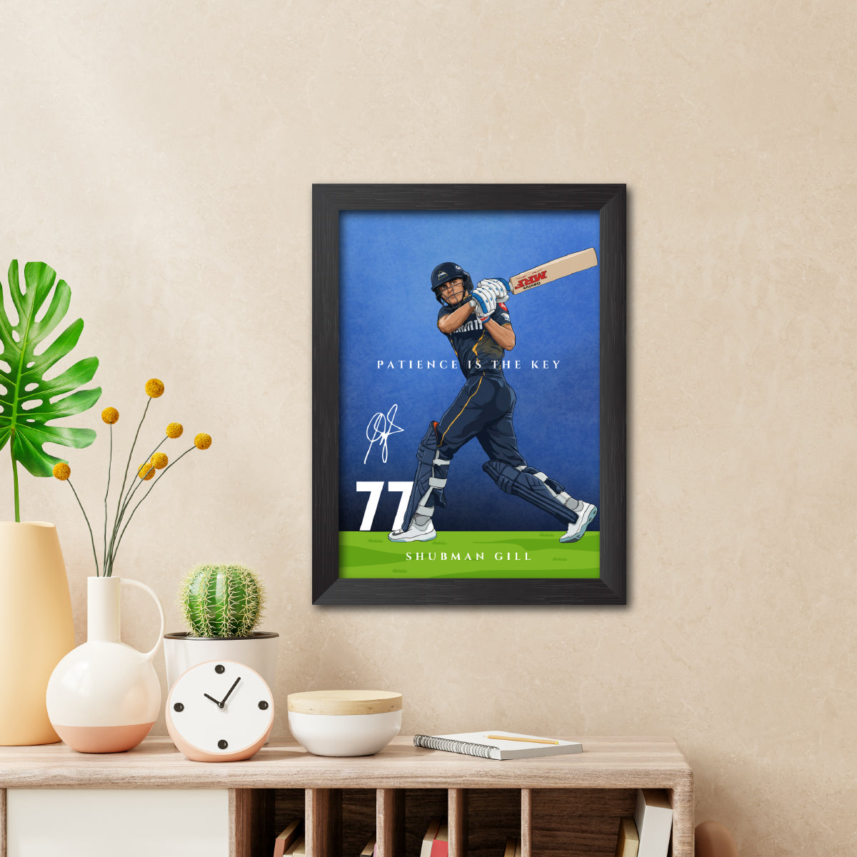 Shubhman Gill Gujrat T20 Cricket Team Poster Framed Painting