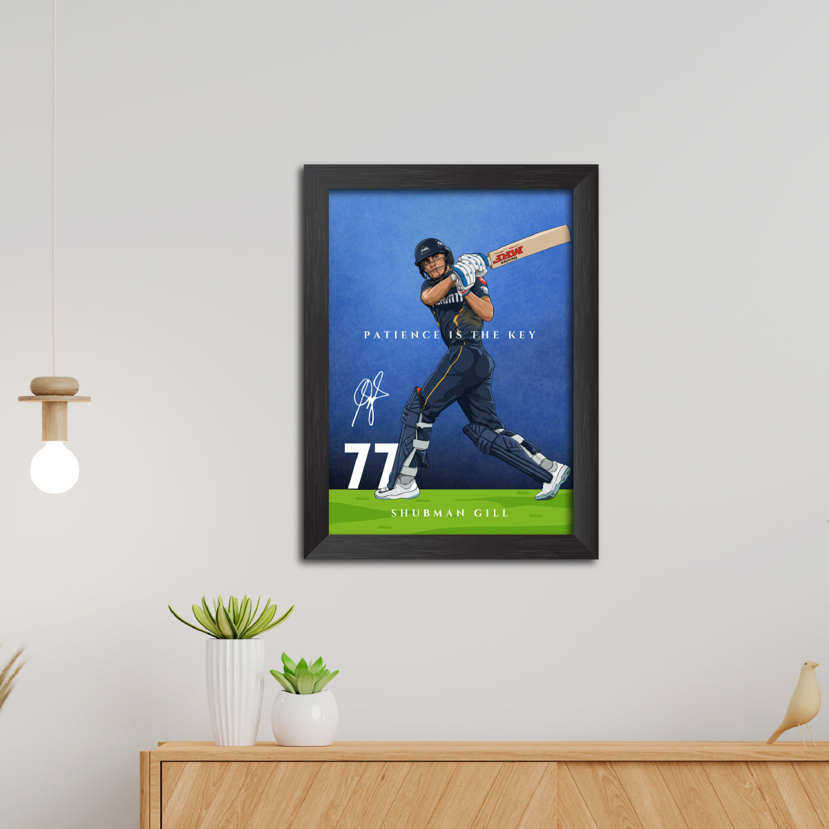 Shubhman Gill Gujrat T20 Cricket Team Poster Framed Painting