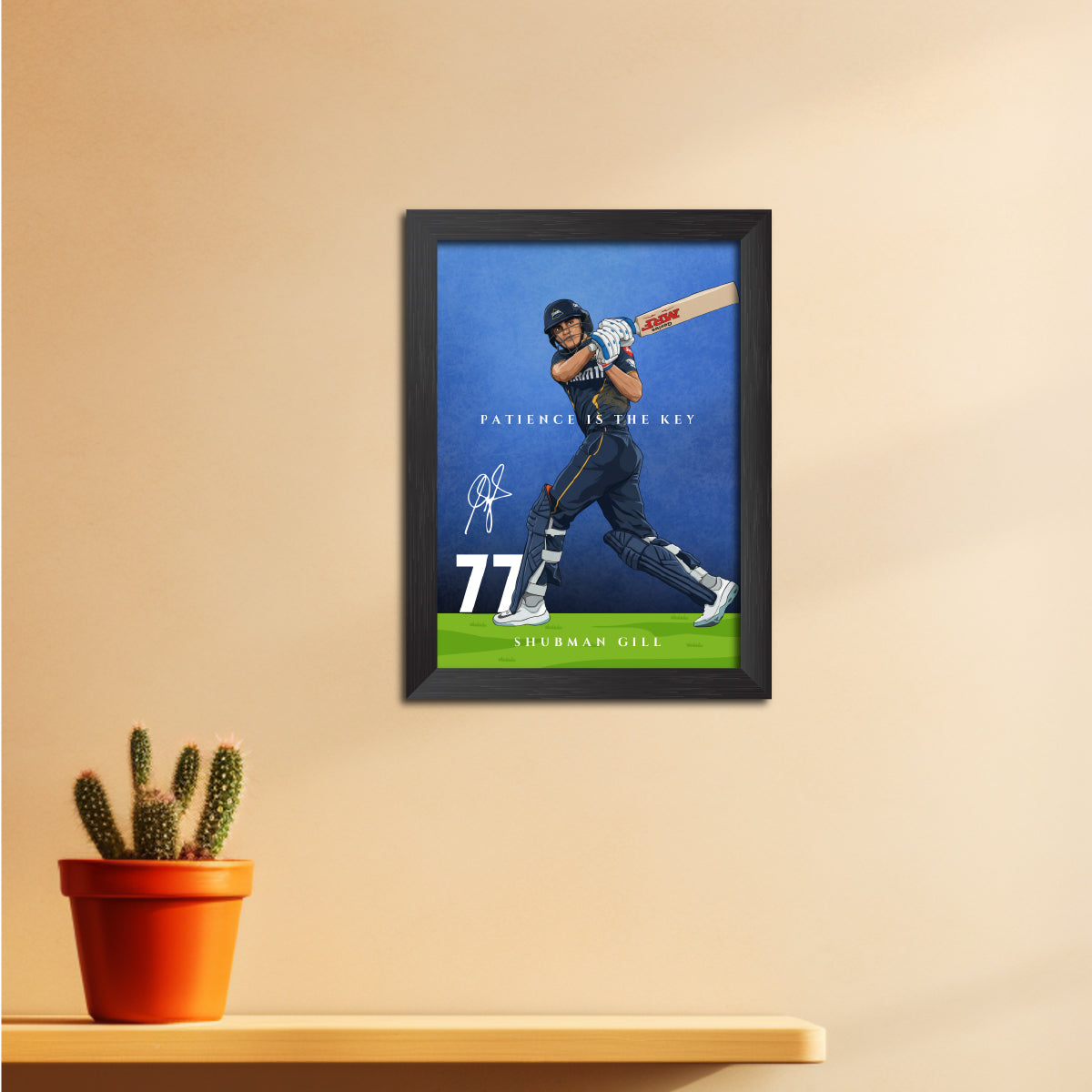 Shubhman Gill Gujrat T20 Cricket Team Poster Framed Painting
