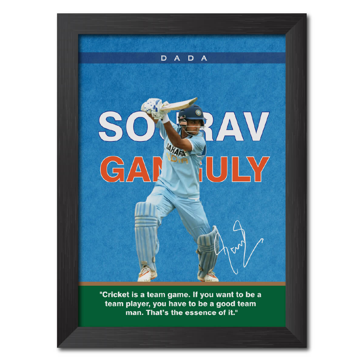 Sourav Ganguli India Cricket Team Poster Framed Painting