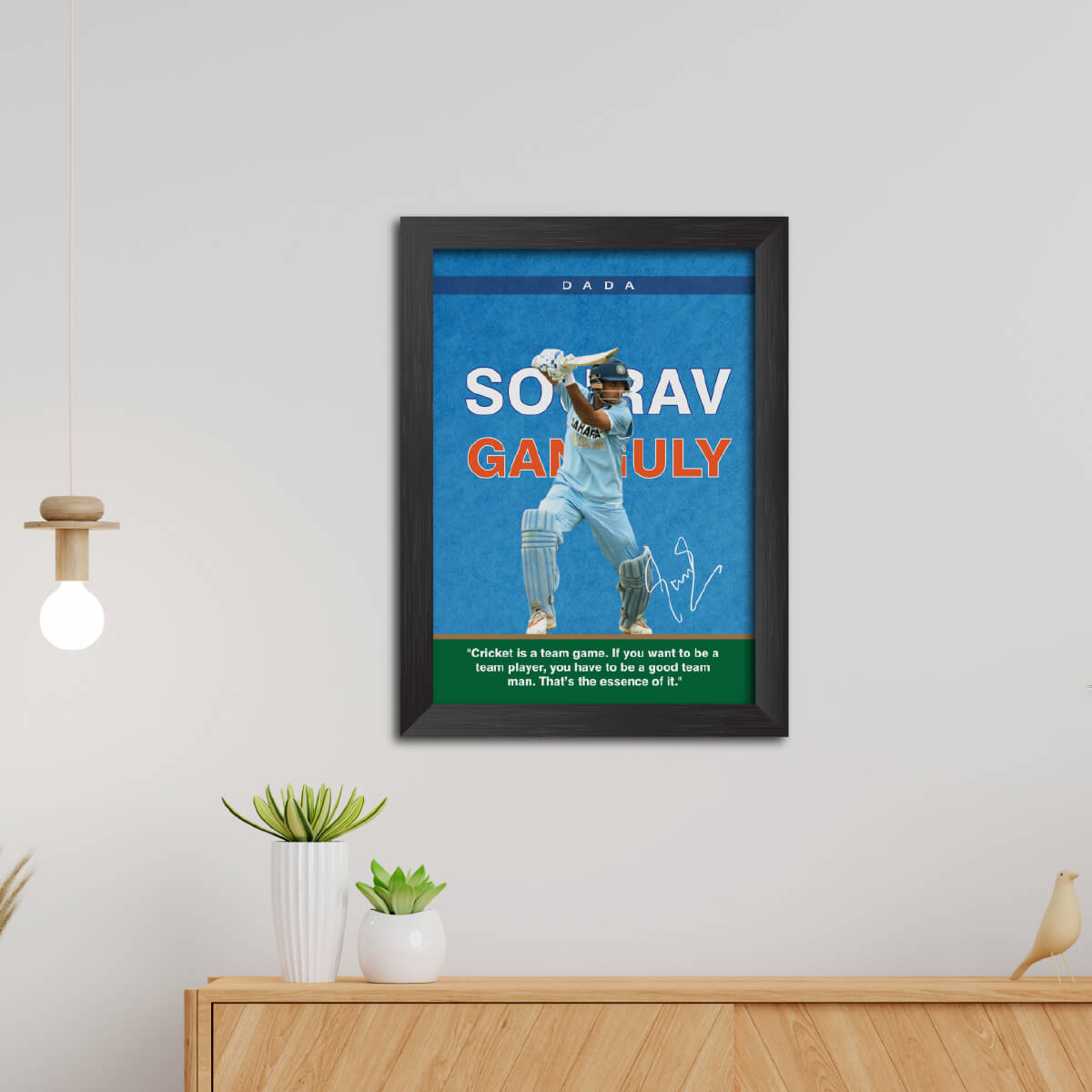 Sourav Ganguli India Cricket Team Poster Framed Painting