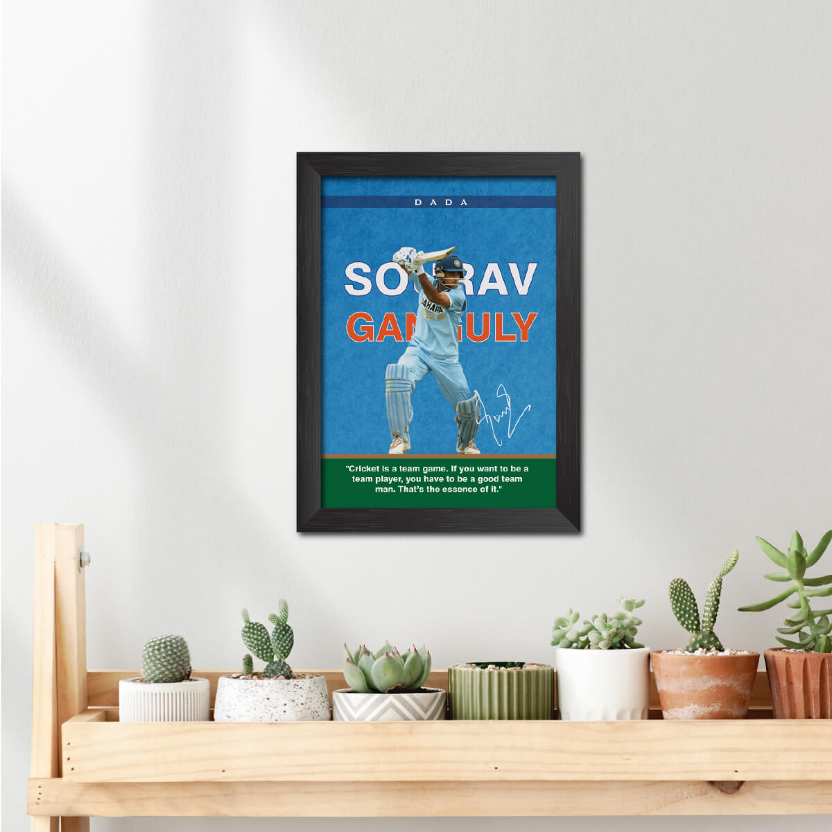 Sourav Ganguli India Cricket Team Poster Framed Painting