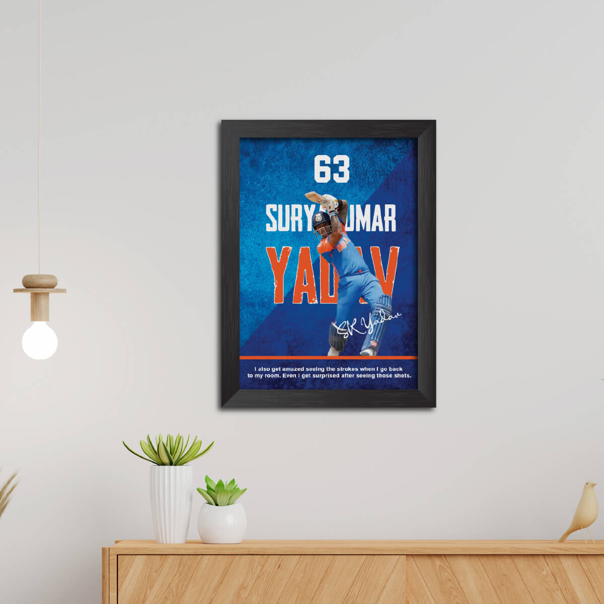 Suryakumar Yadav India Cricket Team Poster Framed Painting