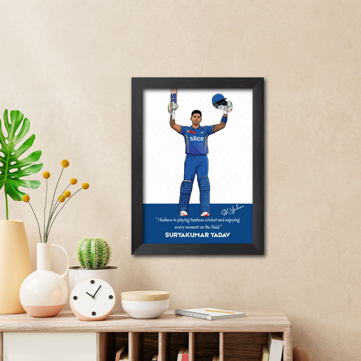 Suryakumar Yadav Mumbai T20 Cricket Team Poster Framed Painting