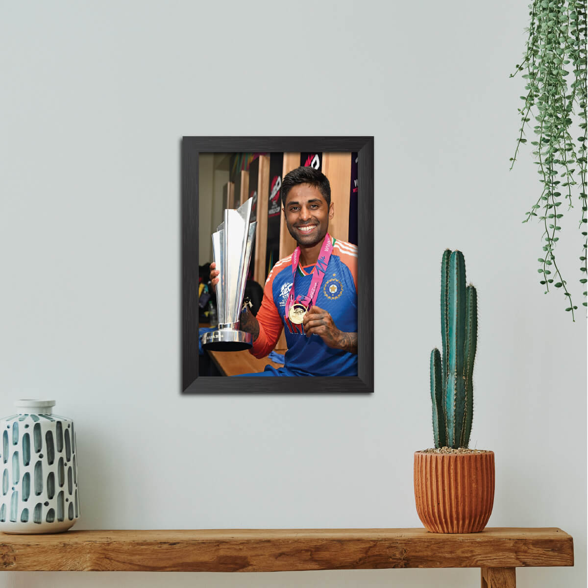 Suryakumar Yadav T20 Worldcup India Cricket Team Poster Framed Painting