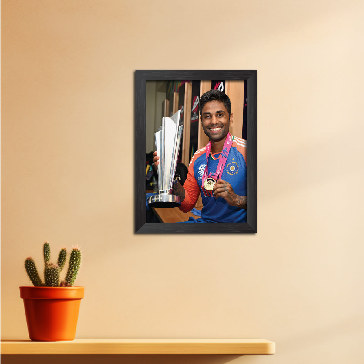 Suryakumar Yadav T20 Worldcup India Cricket Team Poster Framed Painting
