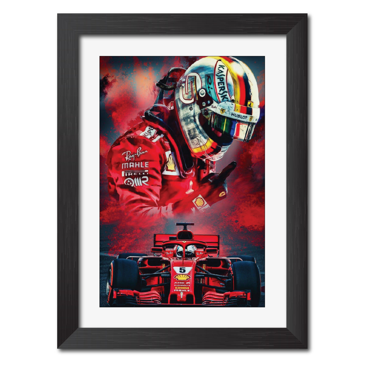 Sebastian Vettel F1 Racing Poster Framed Painting