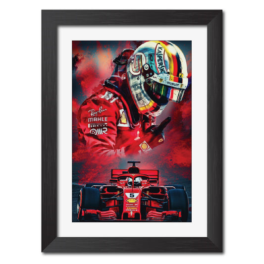 Sebastian Vettel F1 Racing Poster Framed Painting